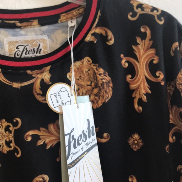 FRESH PRINT OF BEL AIR Men's t shirt black gold size L - Picture 2 of 4